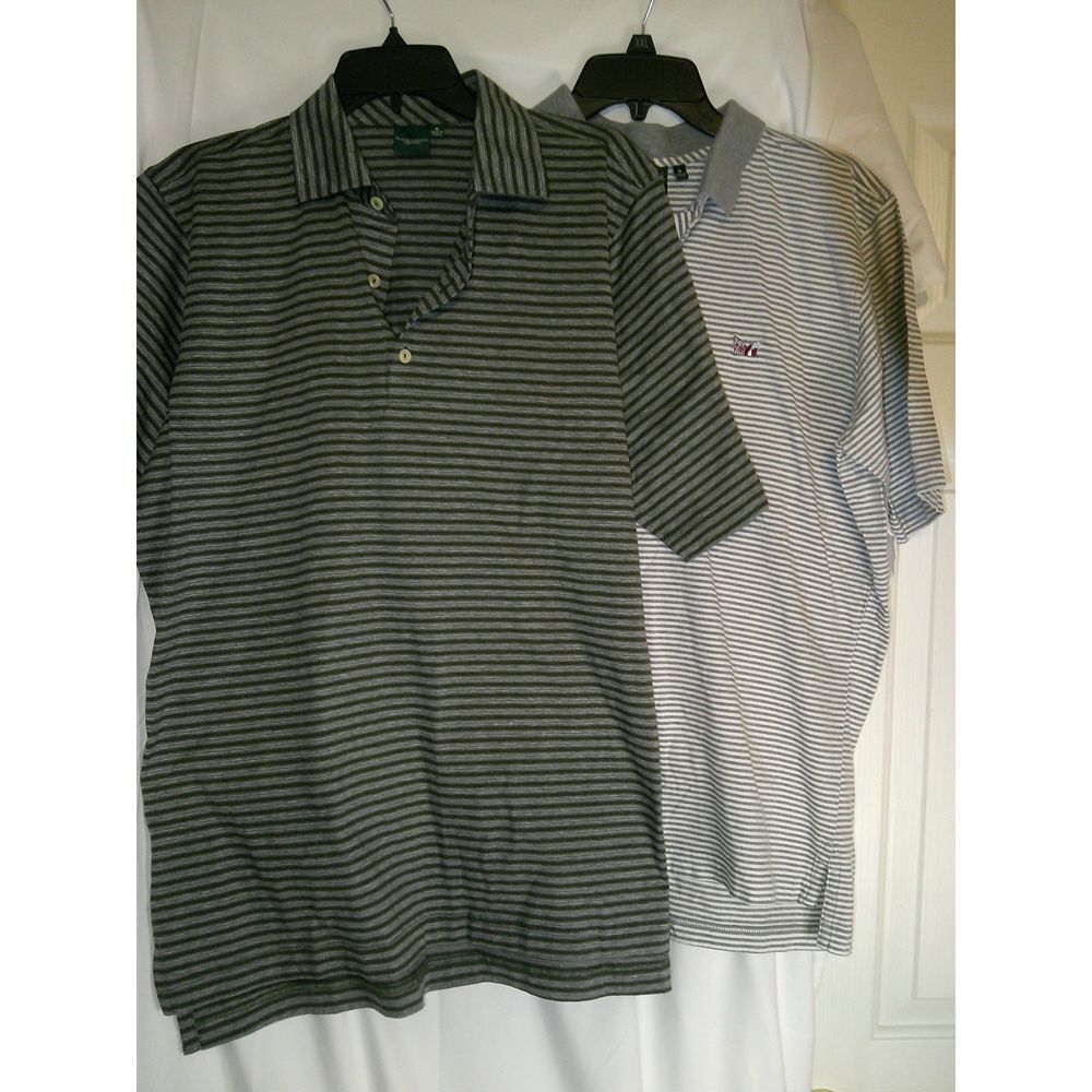 Lot of 2 Vintage Fairway & Green Golf Shirt Gray/Black & Gray/White‎ Medium